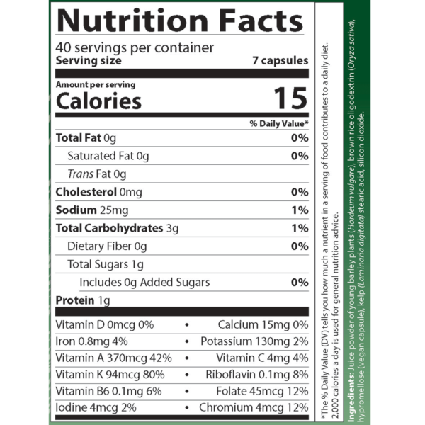 barleylife capsules nutrition facts