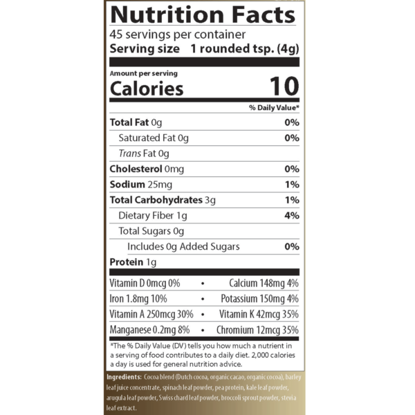 cocoa leafgreens nutrition facts