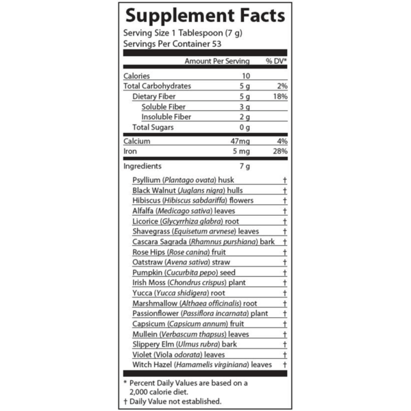 herbal fiberblend nutrition facts