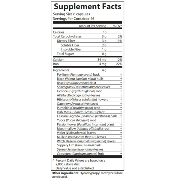 herbal fiberblend capsules nutrition facts