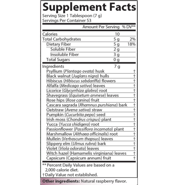 herbal fiberblend raspberry nutrition facts