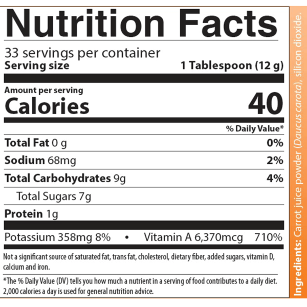 just carrots nutrition facts